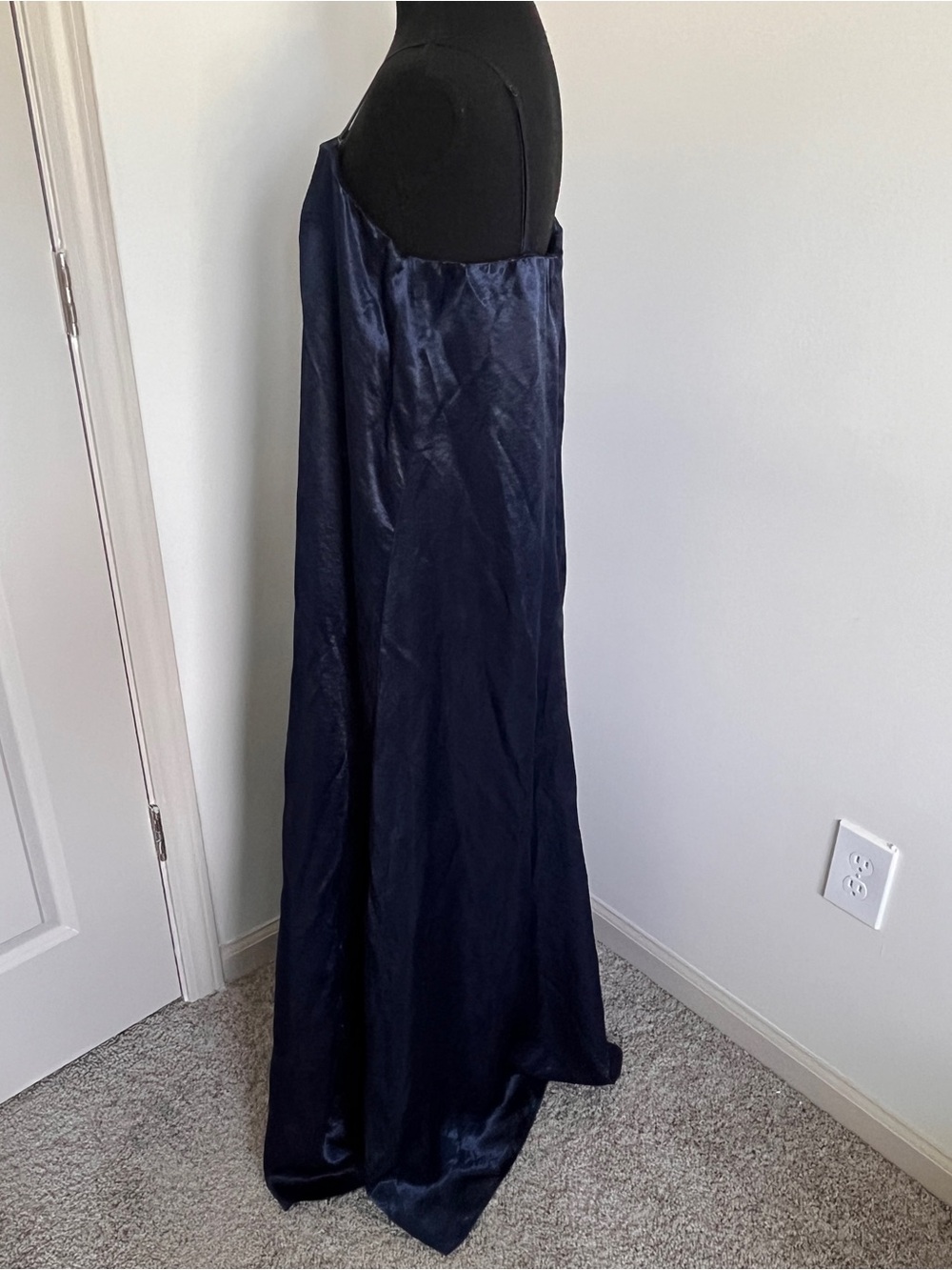 Abercrombie & Fitch Strapless Trapeze Maxi Dress Satin Elegant Minimalist Sz XL - Picture 4 of 8